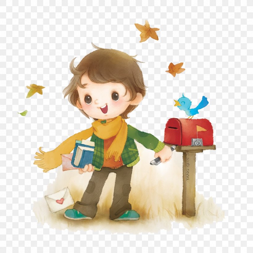 Cartoon Watercolor Painting Illustration, PNG, 850x850px, Cartoon, Art, Child, Figurine, Letter Box Download Free