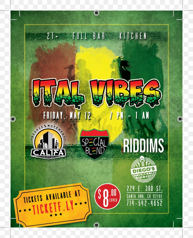 Ital Vibes Advertising Ticketfly Event Tickets Bar, PNG, 1600x1975px, Advertising, Bar, Brand, California, Event Tickets Download Free