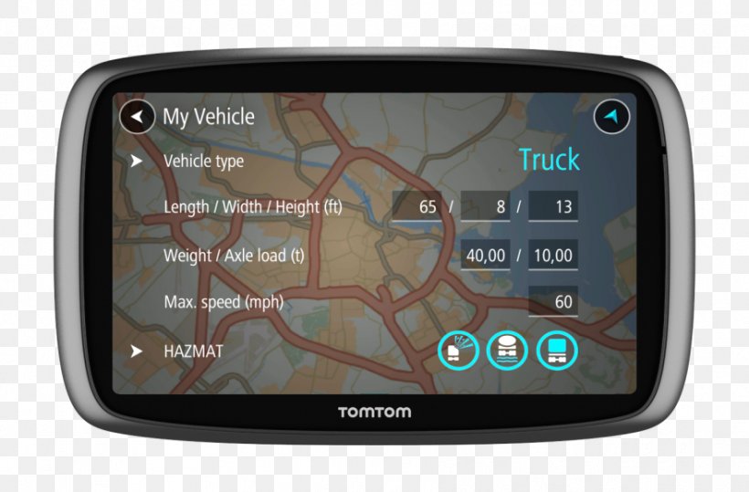 GPS Navigation Systems Car TomTom Trucker 6000 Satellite Navigation, PNG, 882x580px, Gps Navigation Systems, Automotive Navigation System, Car, Display Device, Driving Download Free
