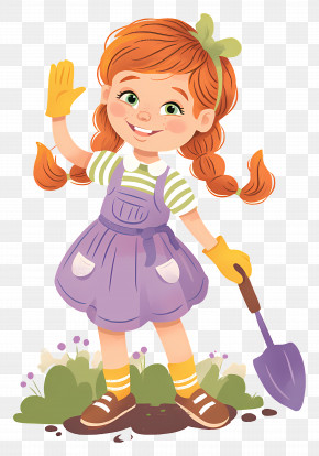 Gardening Girl - Cute Gardening Girl Cartoon PNG
