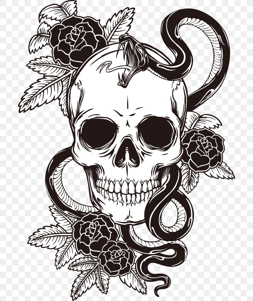 Sleeve Tattoo T-shirt Skull, PNG, 704x975px, Tattoo, Abziehtattoo, Art, Black And White, Body Art Download Free