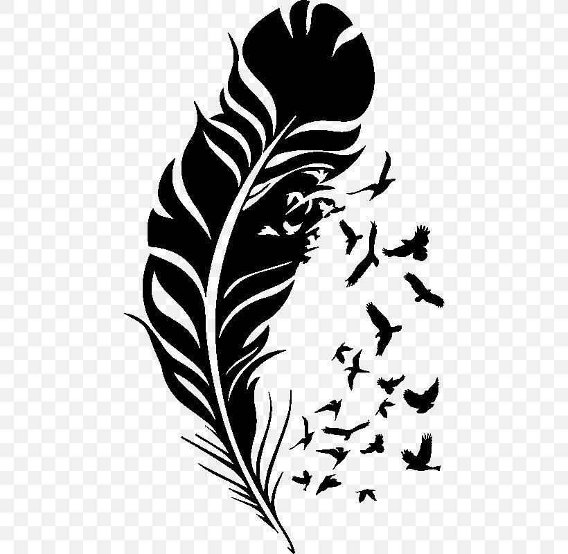 Feather Sticker Adhesive Bird Vinyl Group, PNG, 800x800px, Feather, Adhesive, Art, Bird, Black And White Download Free