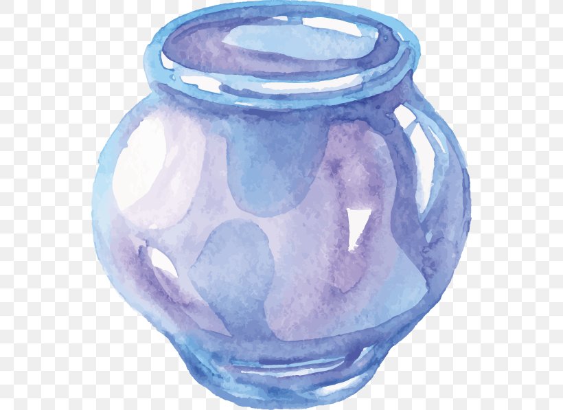 Watercolor Painting Drawing Jar, PNG, 554x597px, Watercolor Painting, Art, Artifact, Blue, Ceramic Download Free