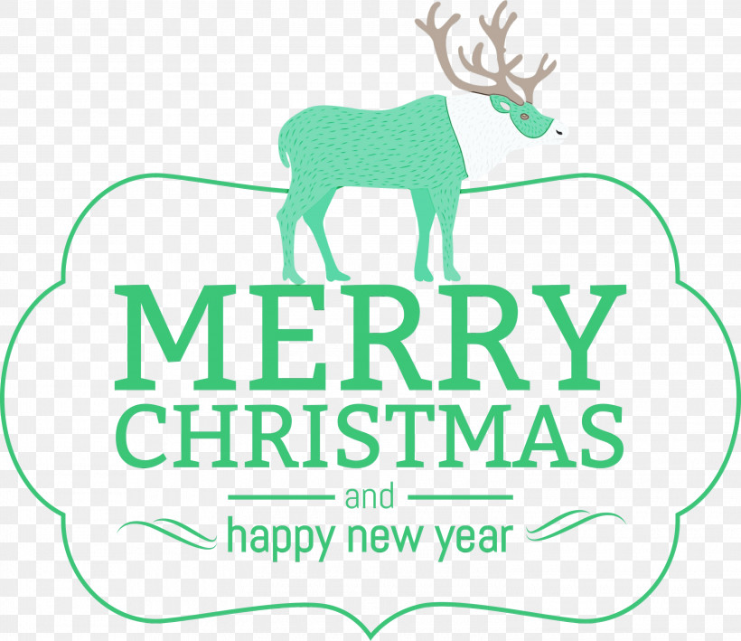 Reindeer, PNG, 3000x2595px, Green Christmas, Antler, Deer, Green, Line Download Free
