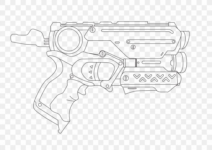 Nerf Blaster Line Art Water Gun, PNG, Nerf, Auto Part, Black And Drawing,
