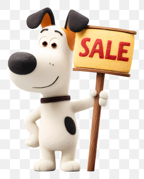 Dog Holding Sale Sign - Cartoon Dog With Sale Sign PNG