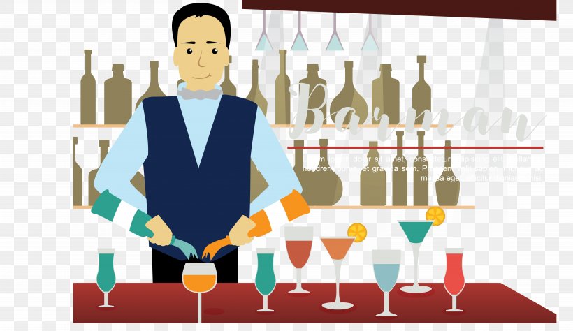 Cocktail Bartender, PNG, 6917x4002px, Cocktail, Bar, Bartender, Business, Cartoon Download Free