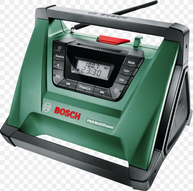 Bosch PRA MultiPower Portable Black,Green,Stainless Steel Radio FM Broadcasting Cordless, PNG, 909x900px, Radio, Battery Charger, Bluetooth, Bosch, Cordless Download Free