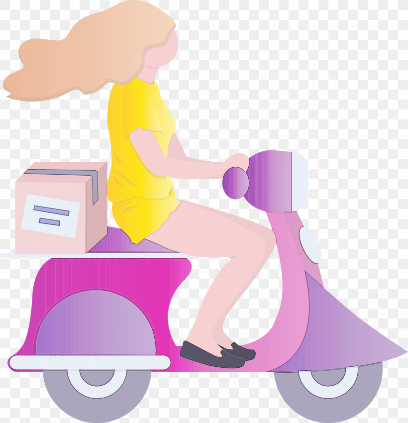 Scooter Vehicle Vespa Kick Scooter, PNG, 2892x3000px, Delivery, Girl, Kick Scooter, Paint, Scooter Download Free