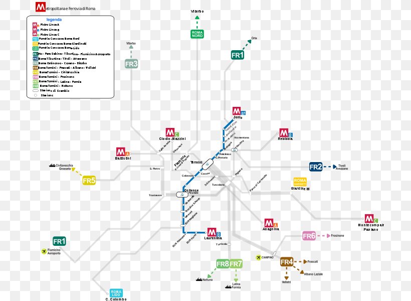 Line C Rapid Transit Roma Termini Railway Station Roma Tiburtina Railway Station Train, PNG, 713x600px, Line C, Area, Diagram, Fl Lines, Line B Download Free