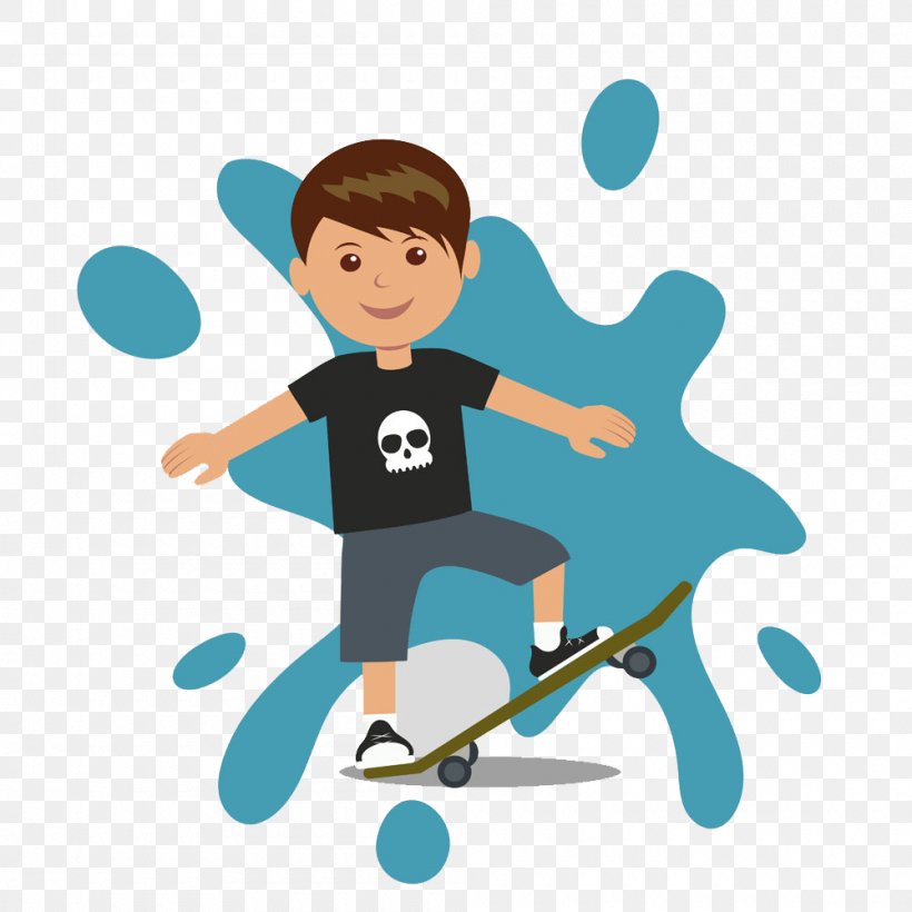 Boy Skateboarding Illustration, PNG, 1000x1000px, Boy, Art, Ball, Blue, Cartoon Download Free