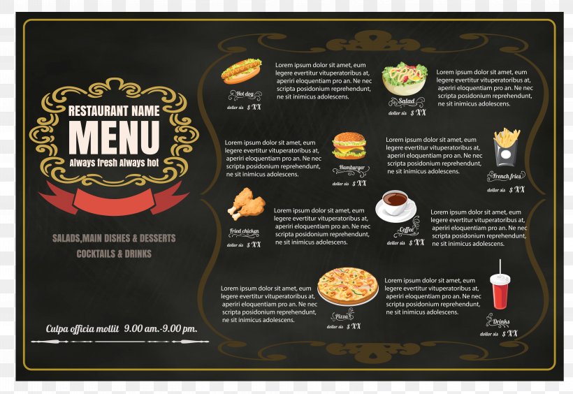 Hamburger Fast Food Menu Restaurant, PNG, 6250x4306px, Hamburger, Blackboard, Brand, Drink, Fast Food Download Free