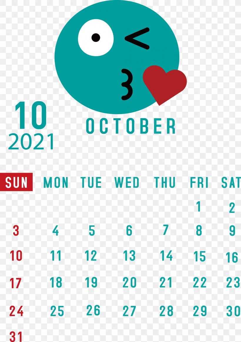 October 2021 Printable Calendar October 2021 Calendar, PNG, 2115x3000px, October 2021 Printable Calendar, Aqua M, Calendar System, Diagram, Green Download Free