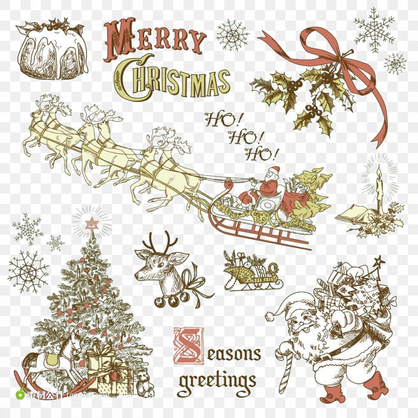 Rudolph Santa Claus Christmas Card, PNG, 1000x1000px, Santa Claus, Art, Branch, Christmas, Christmas Card Download Free