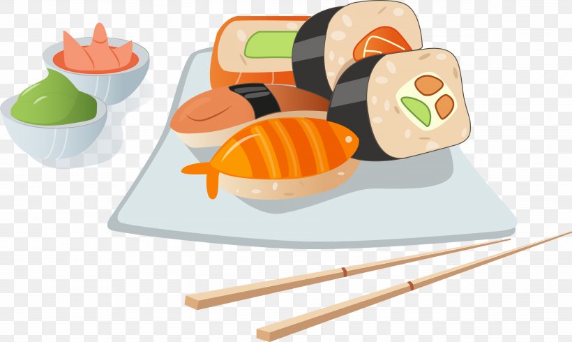 Sushi Chopsticks Side Dish Meal Product, PNG, 4957x2965px, Sushi, Appetizer, California Roll, Chopsticks, Comfort Food Download Free