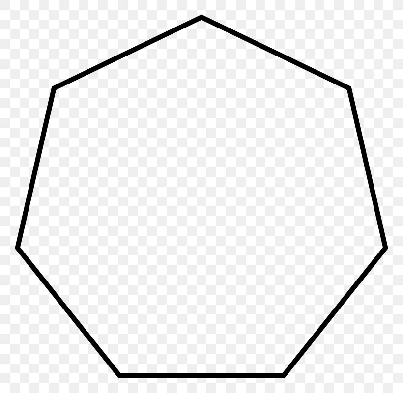 Heptagon Regular Polygon Правильний семикутник Hexagon, PNG, 800x800px, Heptagon, Area, Black, Black And White, Diagonal Download Free