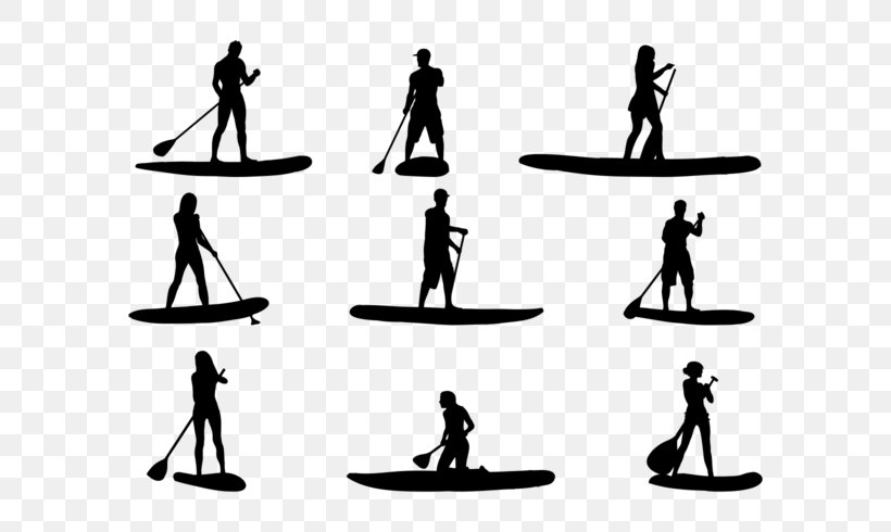 Silhouette Standup Paddleboarding Clip Art, PNG, 700x490px, Silhouette, Balance, Black And White, Human Behavior, Paddleboarding Download Free