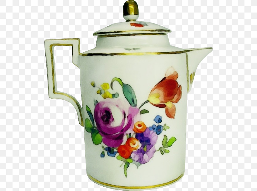 Teapot Jug Mug Porcelain Kettle, PNG, 610x610px, Watercolor, Appliance, Flower, Jug, Kettle Download Free