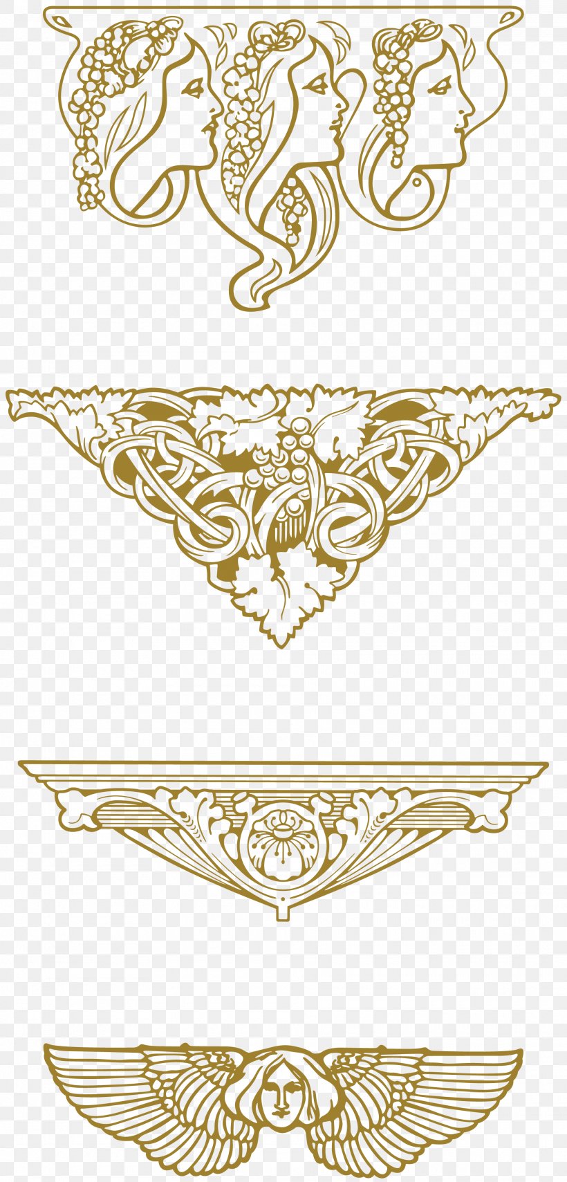 Art Nouveau Ornaments, PNG, 1920x4003px, Art Nouveau Ornaments, Arabesque, Area, Art, Art Deco Download Free