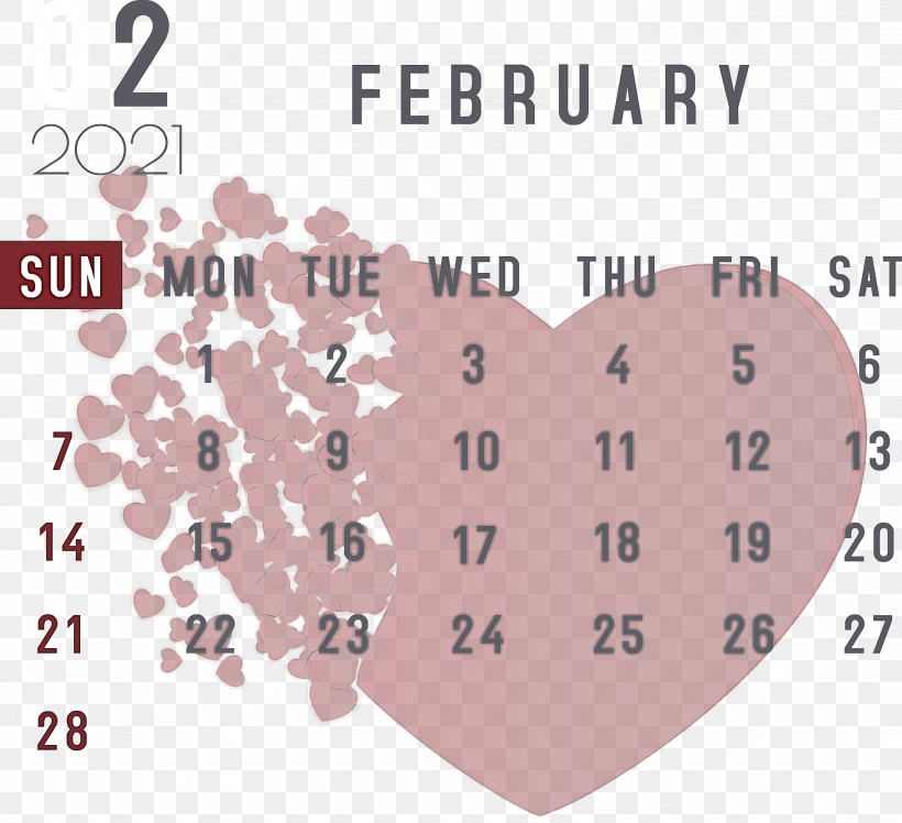 February 2021 Printable Calendar February Calendar 2021 Calendar, PNG, 3000x2739px, 2021 Calendar, Geometry, Line, M095, Mathematics Download Free