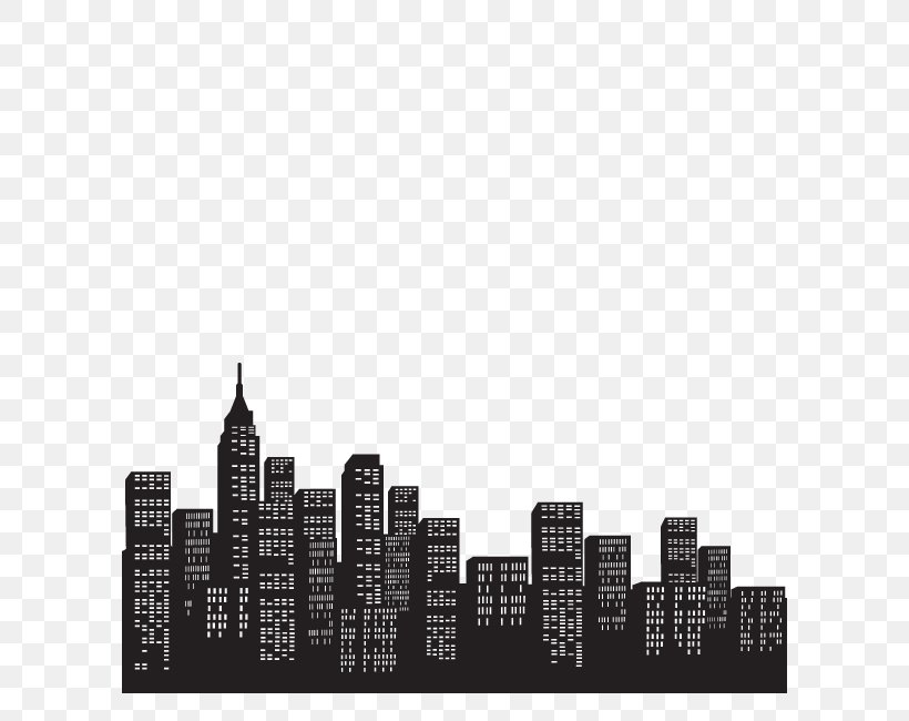 Skyscraper Skyline Sticker Wall New York City, PNG, 650x650px, Skyscraper, Black And White, Brand, City, Cityscape Download Free