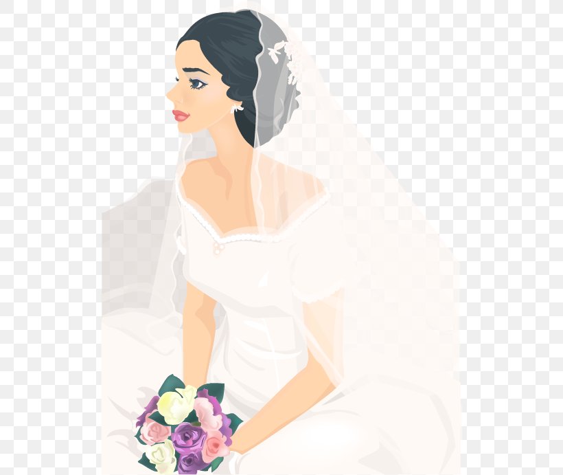 Bride Contemporary Western Wedding Dress Illustration, PNG, 526x691px, Watercolor, Cartoon, Flower, Frame, Heart Download Free