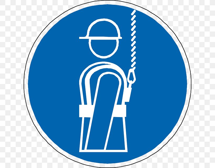 Fall Protection Personal Protective Equipment Symbol Falling, PNG, 640x640px, Fall Protection, Area, Blue, Brand, Construction Site Safety Download Free