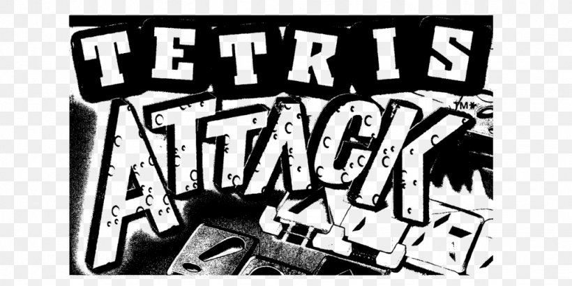 Tetris Attack Super Nintendo Entertainment System Logo Brand Font, PNG, 1024x512px, Tetris Attack, Black And White, Brand, Logo, Monochrome Download Free