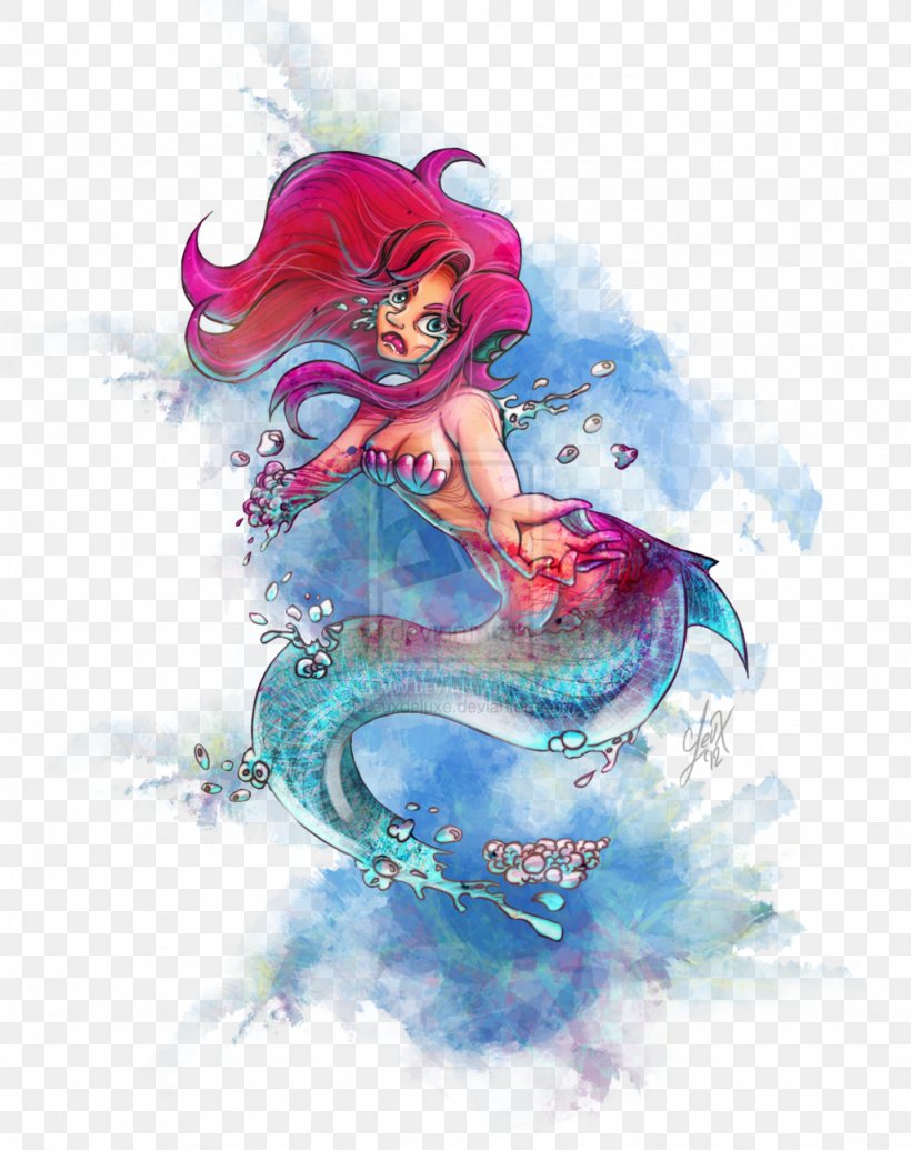 Ariel Mermaid Horror Fairy Siren, PNG, 1024x1293px, Watercolor, Cartoon, Flower, Frame, Heart Download Free