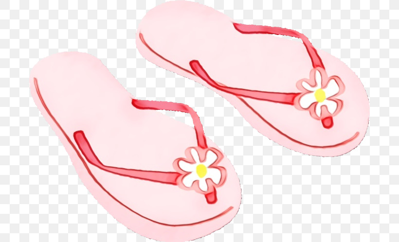 Footwear Flip-flops Pink Sandal Shoe, PNG, 700x498px, Watercolor, Flipflops, Footwear, Heart, Paint Download Free