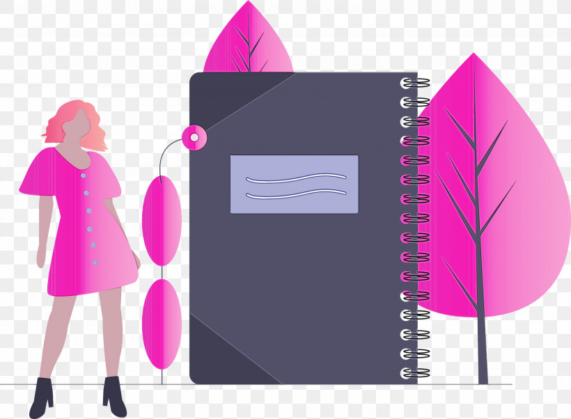 Pink Purple Violet Magenta Outerwear, PNG, 2999x2204px, Notebook, Girl, Magenta, Outerwear, Paint Download Free