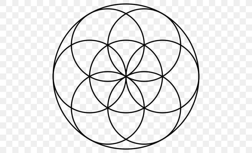 Seed Of Life Acupuncture Geometry Overlapping Circles Grid Vesica Piscis, PNG, 500x500px, Seed Of Life Acupuncture, Area, Ball, Black And White, Centre Download Free