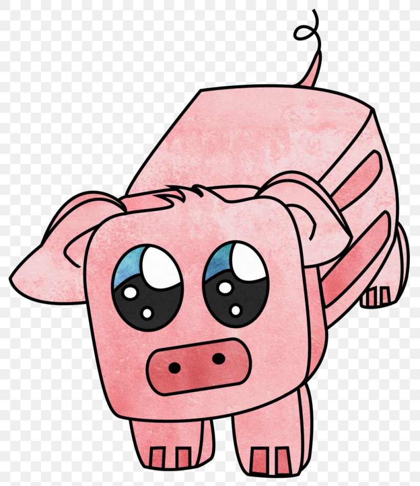 Pig Minecraft YouTube Art, PNG, 1024x1185px, Watercolor, Cartoon, Flower, Frame, Heart Download Free
