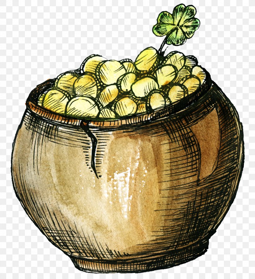 Pot Of Gold, PNG, 1528x1676px, Cartoon, Container, Flowerpot, Food, Fruit Download Free