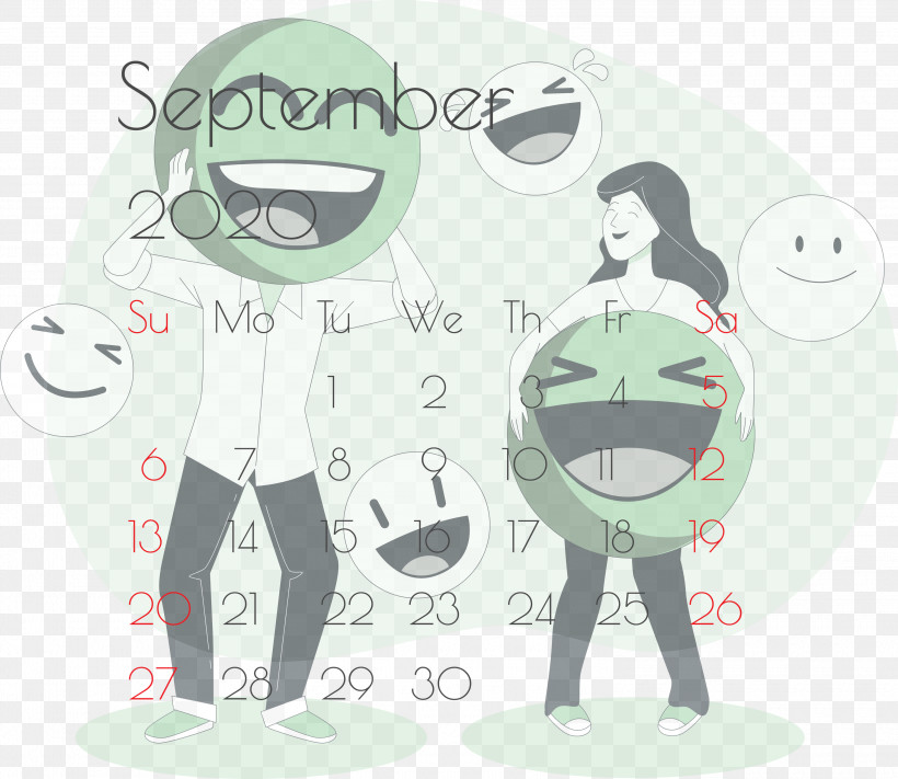 September 2020 Printable Calendar September 2020 Calendar Printable September 2020 Calendar, PNG, 3000x2602px, 3d Computer Graphics, September 2020 Printable Calendar, Cartoon, Emoji, Printable September 2020 Calendar Download Free