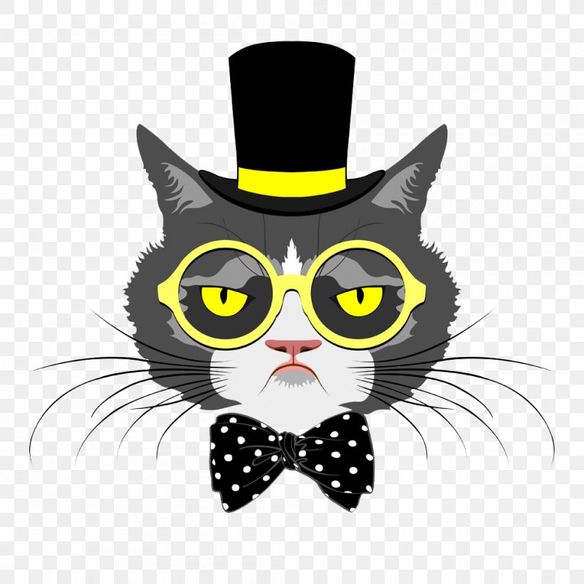 Cat Kitten Stock Photography Hat, PNG, 1000x1000px, Cat, Black Cat, Bow Tie, Cap, Carnivoran Download Free