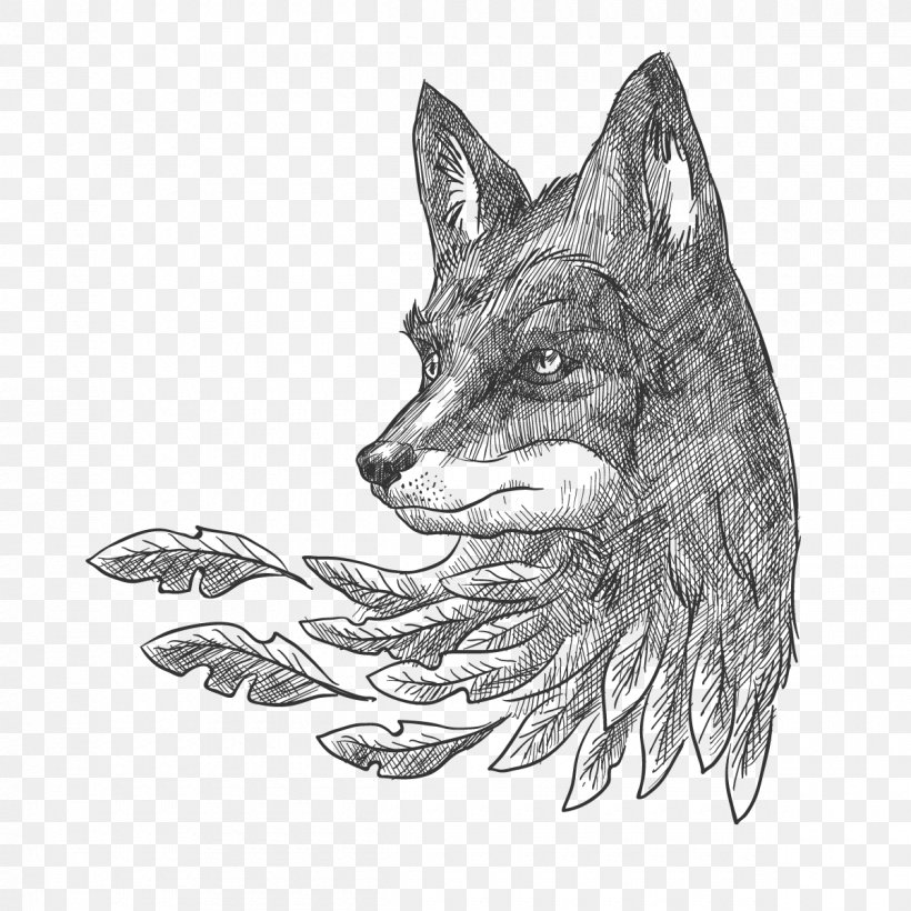 Gray Wolf Drawing Painting, PNG, 1200x1200px, Gray Wolf, Black And White, Carnivoran, Dog Like Mammal, Drawing Download Free