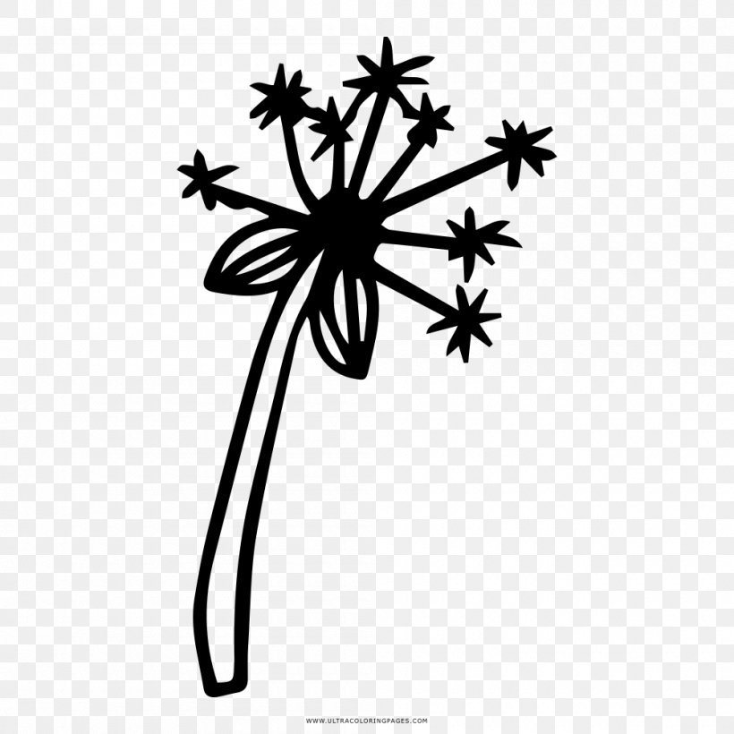 Common Dandelion Drawing Coloring Book Painting, PNG, 1000x1000px, Common Dandelion, Ausmalbild, Black And White, Branch, Coloring Book Download Free
