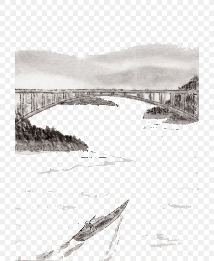 Ink Wash Painting Shan Shui Illustration, PNG, 707x1000px, Ink Wash Painting, Art, Black And White, Chinese Painting, Drawing Download Free