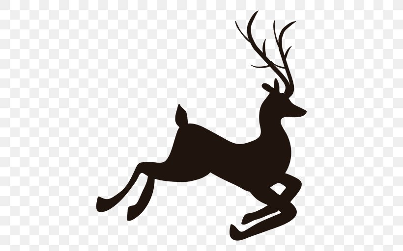 Reindeer Silhouette Clip Art, PNG, 512x512px, Reindeer, Antler, Black And White, Deer, Drawing Download Free