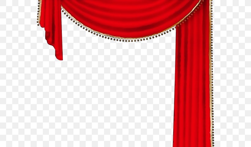 Red Curtain Theater Curtain Window Treatment Textile, PNG, 640x480px, Watercolor, Curtain, Interior Design, Paint, Red Download Free