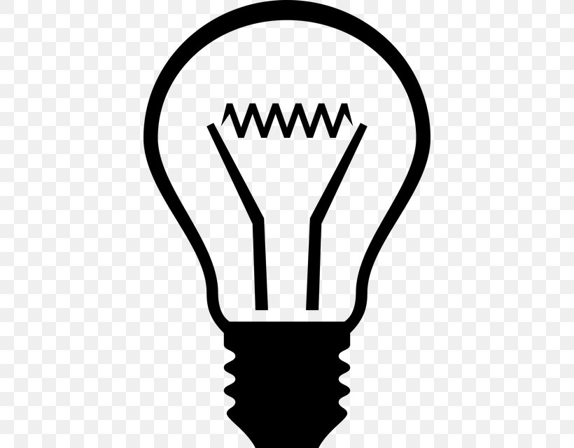 Incandescent Light Bulb LED Lamp Clip Art, PNG, 410x640px, Light, Artwork, Black, Black And White, Compact Fluorescent Lamp Download Free
