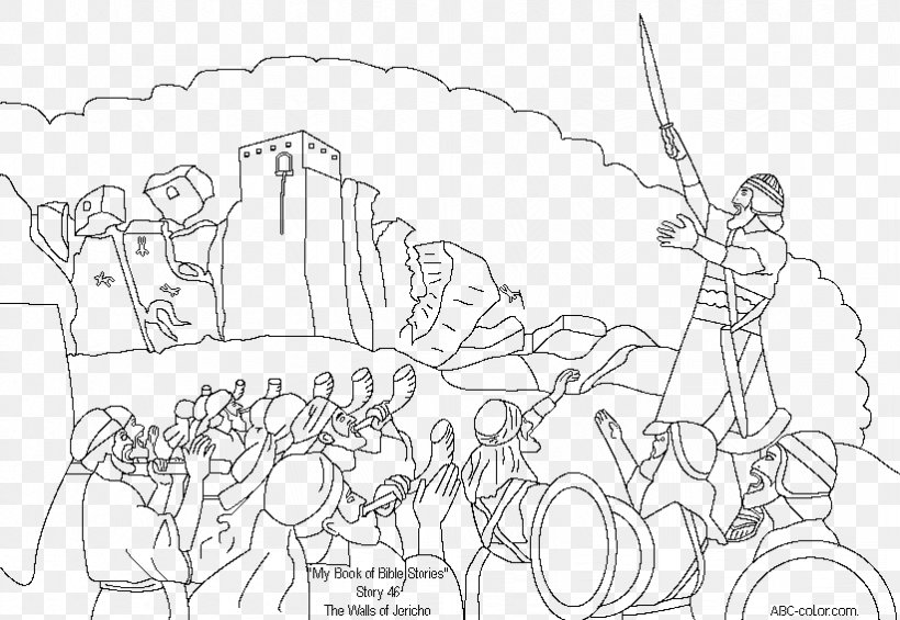 Joshua & The Battle Of Jericho Wall Of Jericho Coloring Book, PNG, 822x567px, Battle Of Jericho, Area, Artwork, Bible, Black And White Download Free