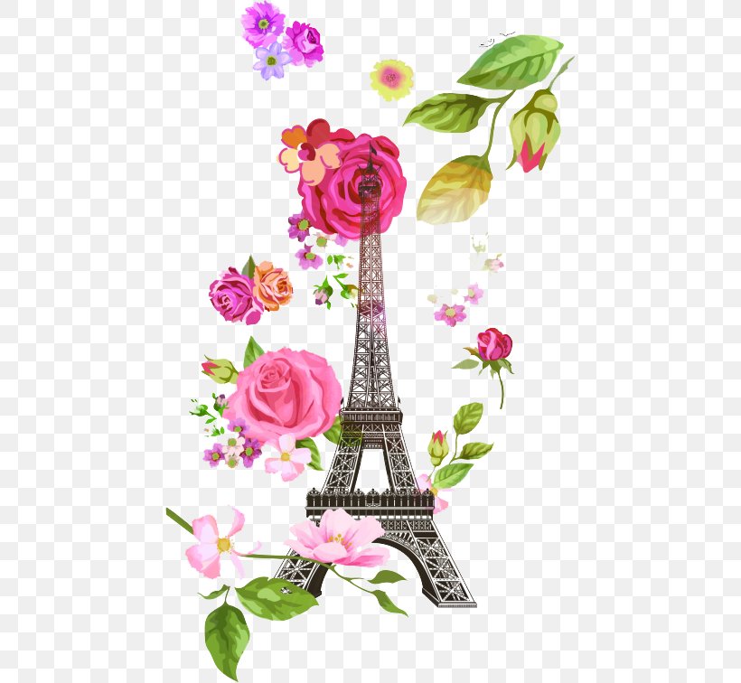 Eiffel Tower Flower Euclidean Vector, PNG, 453x756px, Eiffel Tower, Branch, Cdr, Cut Flowers, Flora Download Free