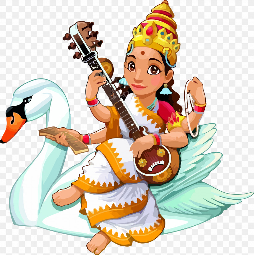 Vasant Panchami Basant Panchami Saraswati Puja, PNG, 2980x3000px, Vasant Panchami, Basant Panchami, Bird, Cartoon, Indian Musical Instruments Download Free