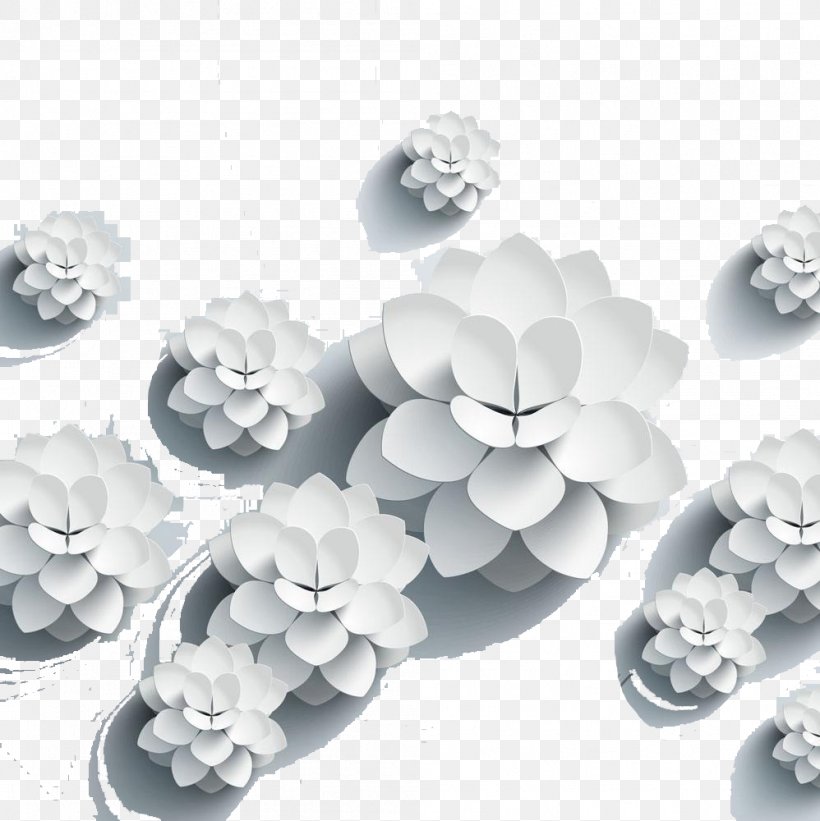 Paper Motif Flower, PNG, 998x1000px, 3d Computer Graphics, Paper, Art, Black And White, Cut Flowers Download Free