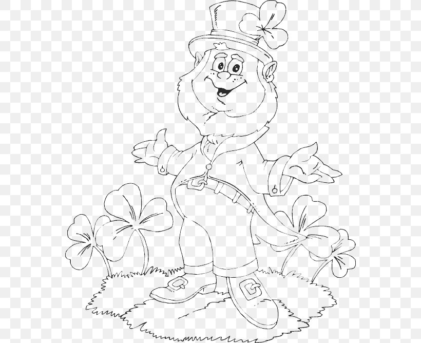 Coloring Book Leprechaun Shamrock Saint Patrick's Day, PNG, 566x668px, Watercolor, Cartoon, Flower, Frame, Heart Download Free