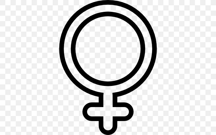 Gender Symbol Female Woman, PNG, 512x512px, Gender Symbol, Area, Black And White, Body Jewelry, Drawing Download Free
