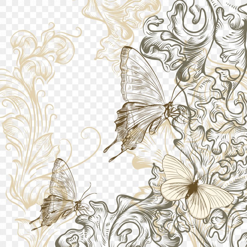 Drawing Graphic Design Art, PNG, 1667x1667px, Drawing, Art, Artwork, Black And White, Brush Footed Butterfly Download Free
