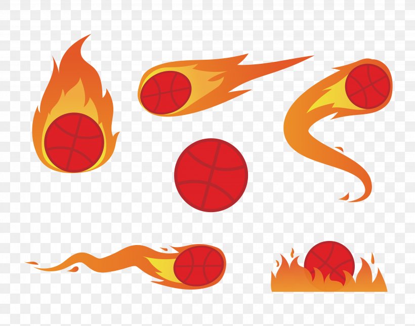 Basketball Euclidean Vector Fire, PNG, 4651x3656px, Basketball, Fire, Flame, Orange, Sport Download Free